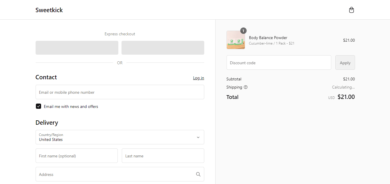 How to apply Sweetkick coupon code